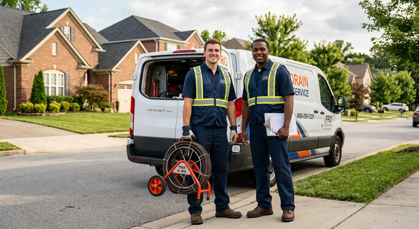 Sewer and drain service team with equipment ready for work in Pearl